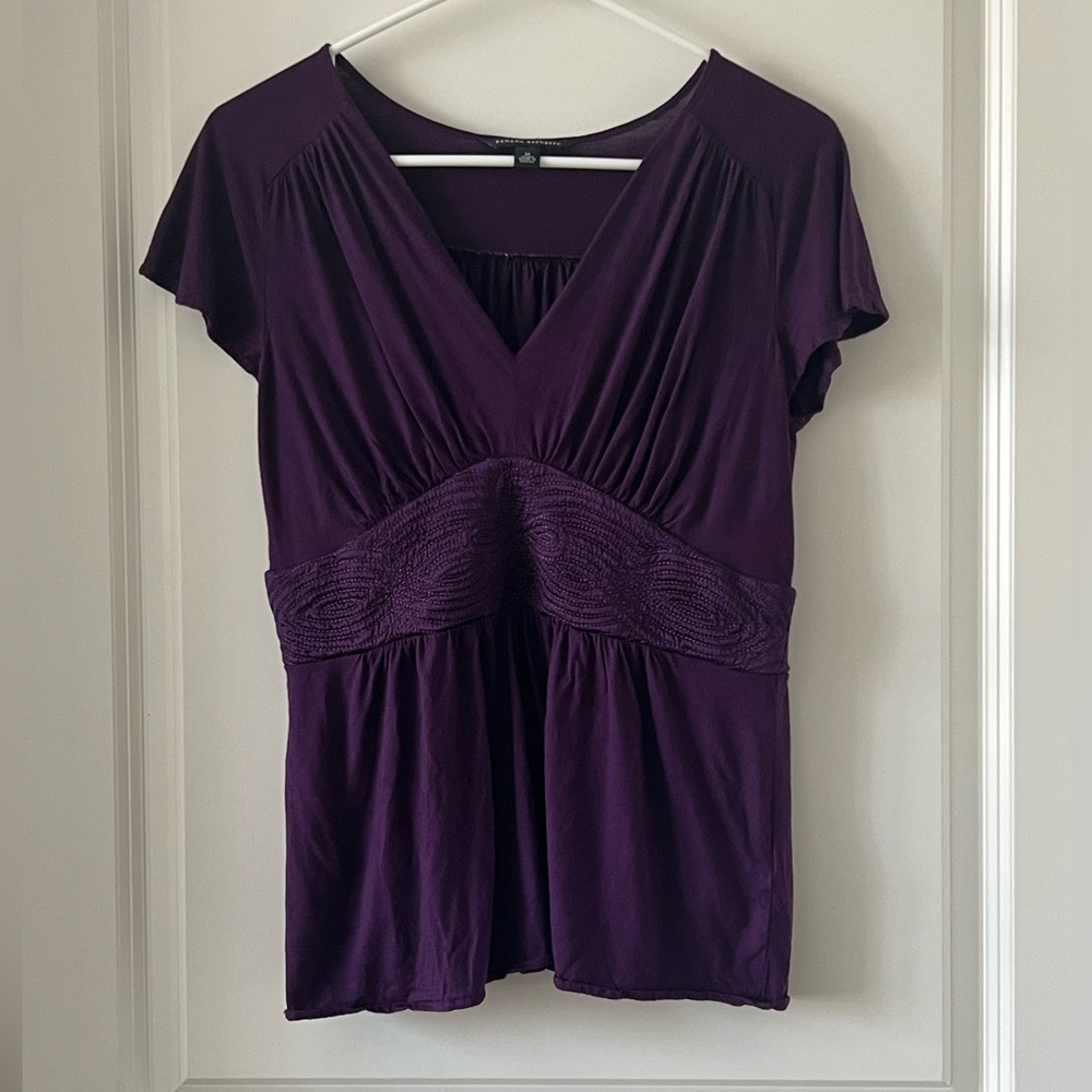 Banana Republic Flutter Sleeve Empire Waist Flutter Sleeve Purple Top - M